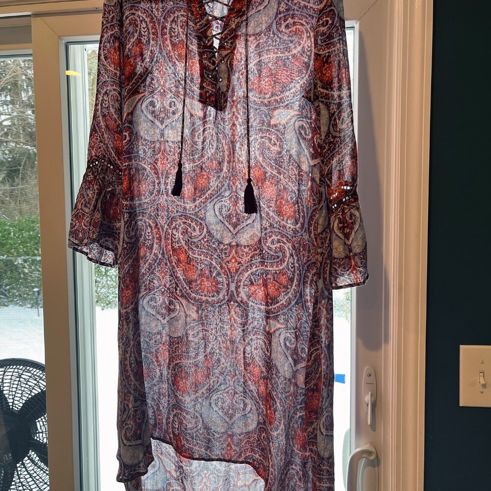 Womens Brigitte Bailey Midi length Small Boho Cover Up Paisley Dress